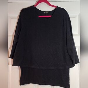 DG2 Diane Gilman Soft Black Layered Top XL
